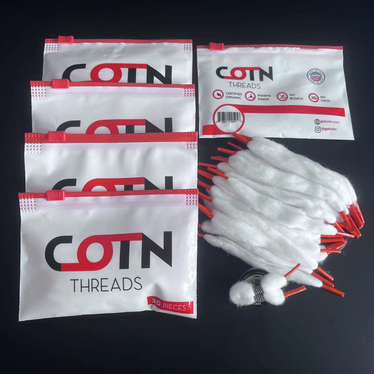 Cotton Wick Organic - 100/60/20 Stück vorgefertigte Drahtspulenfäden aus Bio-Baumwolle