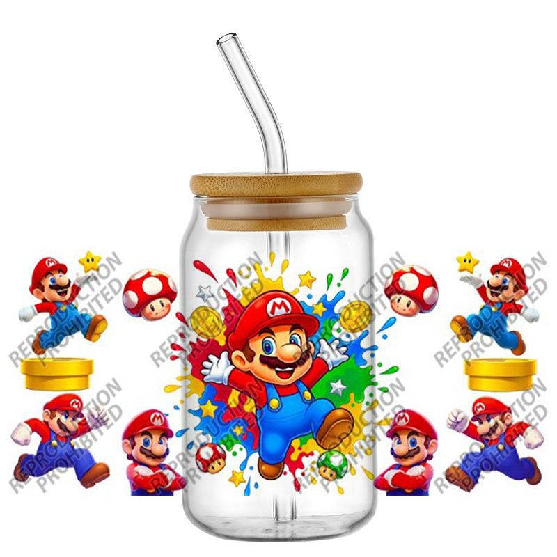 Rdta Tank Glass - Beliebtes Spiel-Cartoon-Charakter-Muster UV-DTF-Transferaufkleber für 16oz Libbey